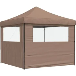 Pop-Up hopfällbart partytält med sidoväggar | Färg: Brun | Storlek: Standard