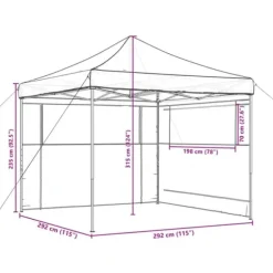 Pop-Up hopfällbart partytält med sidoväggar | Färg: Brun | Storlek: Standard