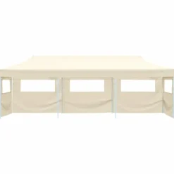 Pop-Up hopfällbart partytält med 5 sidoväggar 3x9 m gräddvit