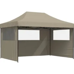 Pop-Up hopfällbart partytält med 3 sidoväggar taupe