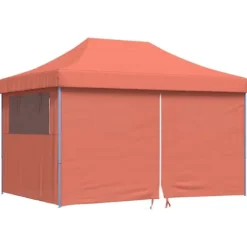 Pop-Up hopfällbart partytält med 4 sidoväggar terrakotta