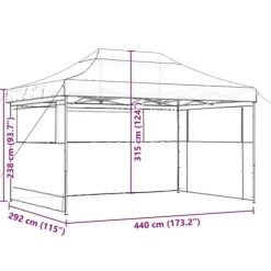 Pop-Up hopfällbart partytält med 3 sidoväggar - Utomhustält | Färg: Taupe | Storlek: Standard