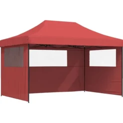 Pop-Up hopfällbart partytält med 3 sidoväggar vinröd
