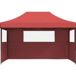 Pop-Up hopfällbart partytält med 3 sidoväggar vinröd