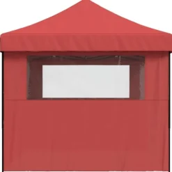 Pop-Up hopfällbart partytält med 3 sidoväggar vinröd