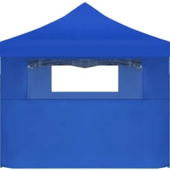 Pop-Up hopfällbart partytält med 5 sidoväggar blå 3x9 m