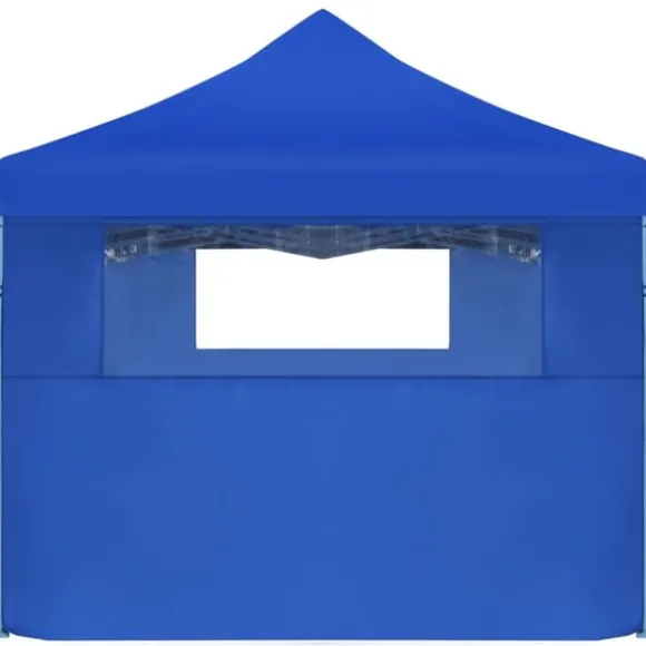 Pop-Up hopfällbart partytält med 5 sidoväggar blå 3x9 m