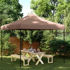 Pop-Up hopfällbart partytält 292x292x315 cm brun