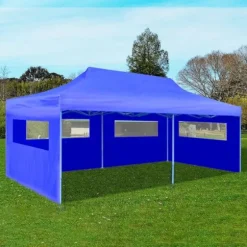 Pop-up partytält hopfällbart 3 x 6 m blå