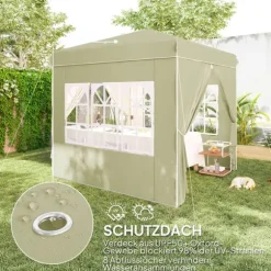 Pop-up-paviljong, 248x248x270 cm, krämfärgad