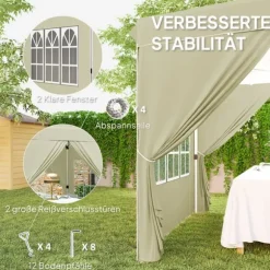 Pop-up-paviljong, 248x248x270 cm, krämfärgad