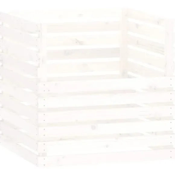 Praktisk kompostlåda i massivt furuträ - Hög kapacitet | Färg: Vit | Storlek: 80x80x78 cm