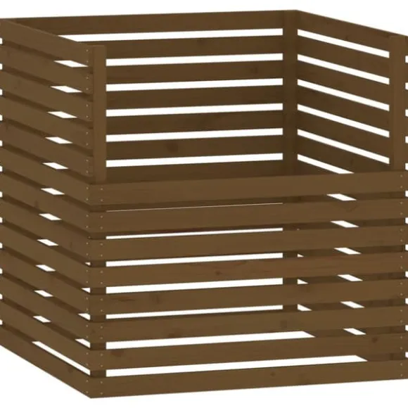 Praktisk kompostlåda i massiv furu | Färg: Honungsbrun | Storlek: 100x100x102 cm