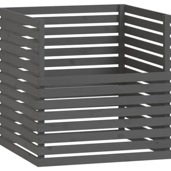 Praktisk kompostlåda i massiv furu - Samla organiskt avfall | Färg: Grå | Storlek: 100x100x102 cm