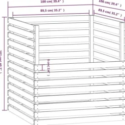 Praktisk kompostlåda i massiv furu - Samla organiskt avfall | Färg: Grå | Storlek: 100x100x102 cm