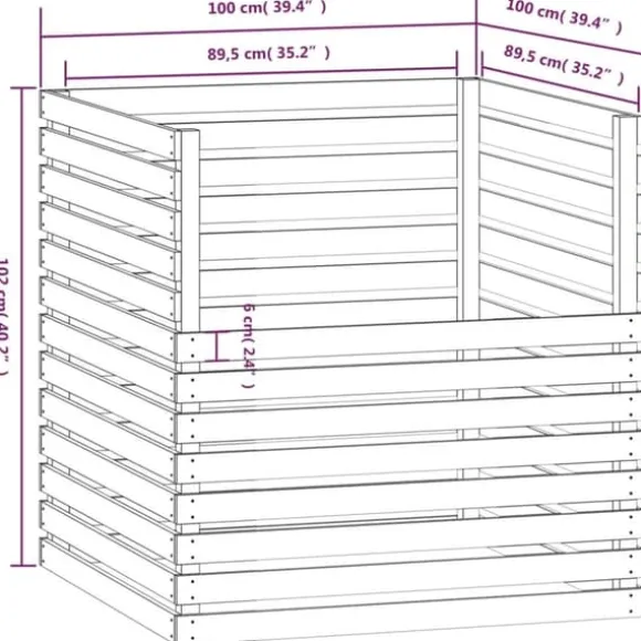 Praktisk kompostlåda i massiv furu - Samla organiskt avfall | Färg: Grå | Storlek: 100x100x102 cm