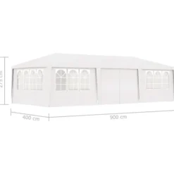 Professionellt partytält med väggar 4x9 m vit 90 g/m² - Partytält - Festtält - Home & Living