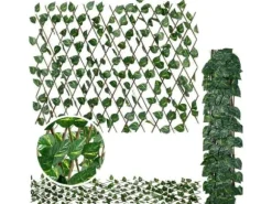 ProGarden spaljé galler med konstgjorda blad balkong terrass täcka konstgjorda murgröna växter 180x90 cm