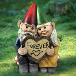 Påskprydnad - TECH DISCOUNT - Par av nissar - Syntetisk resin - 10.5cm - Trädgårdsdekoration