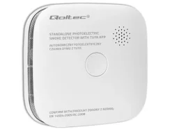 Qoltec certifierad trådlös rökdetektor med batteri | Tuya | Wi-fi | sensorlivslängd 10 år | 85dB larm | LED