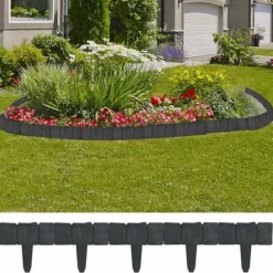 Rabattkant i plast för trädgård - Stabil och hållbar | Färg: Svart | Storlek: 41 st, 10 m