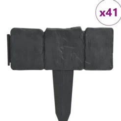 Rabattkant i plast för trädgård - Stabil och hållbar | Färg: Svart | Storlek: 41 st, 10 m