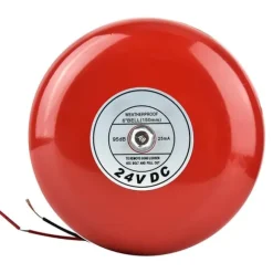 Röd 24V metall rund larmklocka för säkerhets- och brandlarm