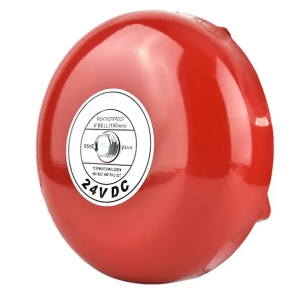Röd 24V metall rund larmklocka för säkerhets- och brandlarm