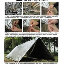 Räddningsfilt | Överlevnadsfilt | Nödfilt av Silverfolie mot Väder och Vind 160×210 cm