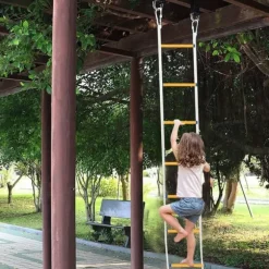 Räddningsstege - Repstege - 12 m - Nödflykt - Flamskyddad - Med Karbinhakar - Max Belastning 200 kg - Mässing