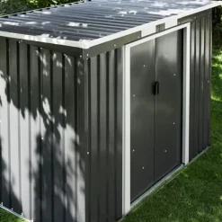 Redskapsbod med snedtak 213x130x173cm - grå/vit