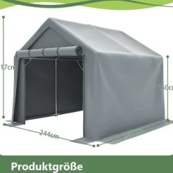 Redskapsbod och cykelskjul 244x241x217 cm trädgårdsförråd lagertält verktygsskjul mörkgrå