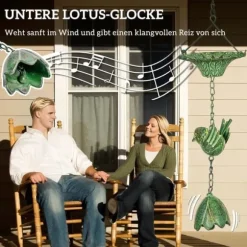 Regnkedja 3-pack, 123 cm, metall med fåglar & klocka, med upphängning, grön