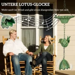 Regnkedja 3-pack, 123 cm, metall med fåglar & klocka, med upphängning, grön