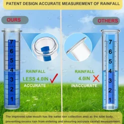 Regnmätare Uppgradering, 7" Frostsäker Regnmätare Utomhus, Stora Klara Siffror och Justerbar Höjd för Trädgård, Gräsmatta, Altan