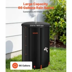 Regntunna, 250 L hopfällbart regnvattenuppsamlingssystem, 60x90 cm, svart, PVC