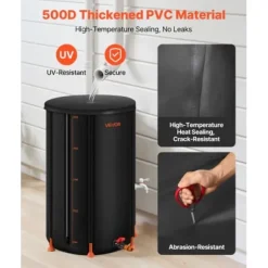 Regntunna, 250 L hopfällbart regnvattenuppsamlingssystem, 60x90 cm, svart, PVC