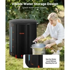 Regntunna, 201 L, 60x73 cm, Svart, PVC