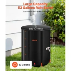 Regntunna, 201 L, 60x73 cm, Svart, PVC