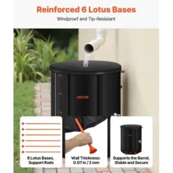 Regntunna, 201 L, 60x73 cm, Svart, PVC