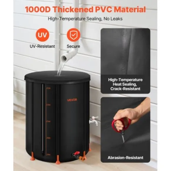 Regntunna, 201 L, 60x73 cm, Svart, PVC