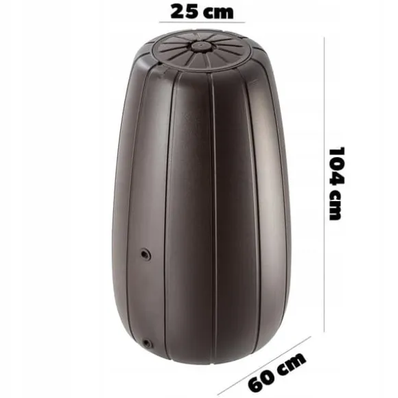 Regnvattenbehållare, 200L kapacitet, hållbar plast, höjd 90 cm, diameter 55 cm, praktisk kran