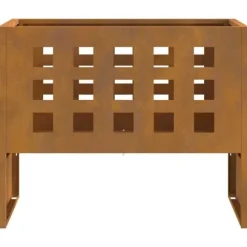 Rektangulär vedeldad eldstad i Corten stål | Storlek: 50x30x40 cm | Färg: Brun