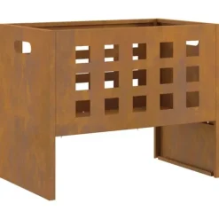 Rektangulär vedeldad eldstad i Corten stål | Storlek: 50x30x40 cm | Färg: Brun