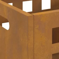 Rektangulär vedeldad eldstad i Corten stål | Storlek: 50x30x40 cm | Färg: Brun