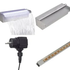 Rektangulärt Vattenfall Poolfontän med LEDs i rostfritt stål 30 cm - Poolfontän - Poolfontäner - Home & Living