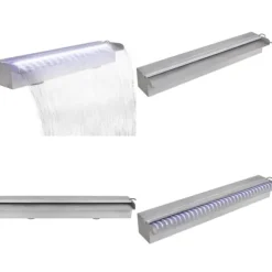 Rektangulärt Vattenfall Poolfontän med LEDs i rostfritt stål 60 cm - Poolfontän - Poolfontäner - Home & Living