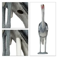 Relaxdays Dekorativ hägerstaty, skydd mot fiskjägare, stående fågel, damm, för plantering, PE, grå