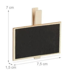 Relaxdays Pincetter för växtidentifiering, set med 20, återanvändbara, med kritor, i trä, natur/svart