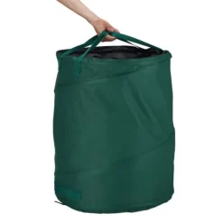 Relaxdays Pop-Up trädgårdssäck, avfallssäck, set med 3 lövträdgård 160 liter trädgårdsarbete: ∅ 55 cm, grön